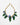 A gold-tone chain necklace featuring three grape clusters made of green faceted beads, accented with blue leaves and lavender beads, displayed on a clean white background.