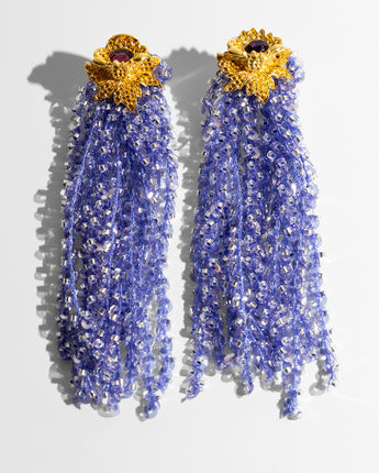 Katerina Psoma violet
dangle earrings with tassels