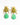 Katerina Psoma Gold beetle-shaped earrings with green teardrop stones