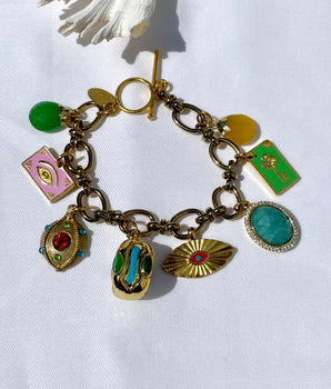 Katerina Psoma Claudia Turquoise Chain Bracelet with Charms