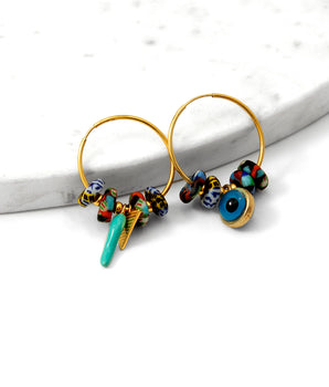 Katerina Psoma Hoop Earrings with Beads and Charms