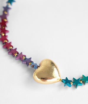 Prisma Multicolor Hematite Heart Necklace