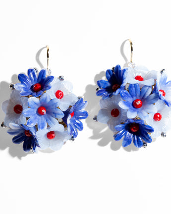 Katerina Psoma Zinnia Blue Flower Earrings