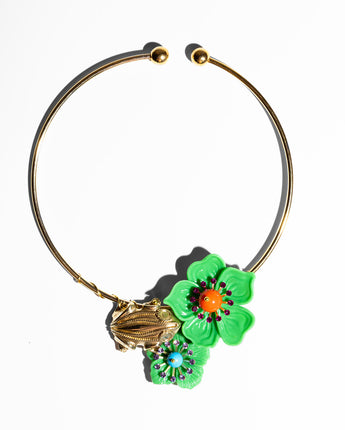 Katerina Psoma Cassia Green Flower Collar Necklace