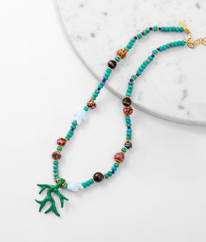Katerina Psoma Howlite necklace with trade beads and stones