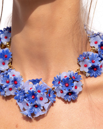 Katerina Psoma Zinnia Blue Flower Necklace