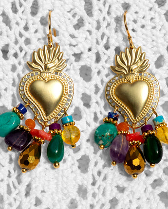 Katerina Psoma Amore Dangle Earrings with Various Stones