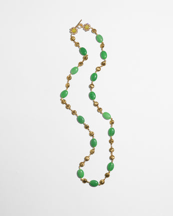 Katerina Psoma long necklace with GREEN JADE stones
