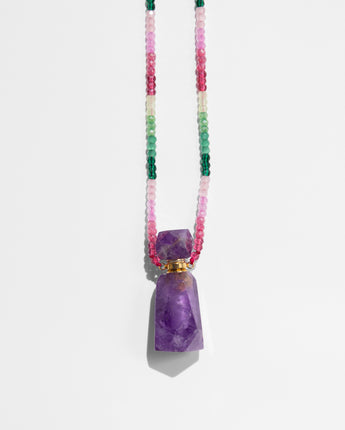 katerina Psoma stone neklace with amethyst bottle pendant necklace