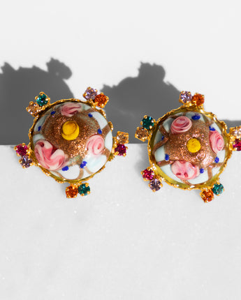Katerina Psoma Murano Light Blue Stud Earrings