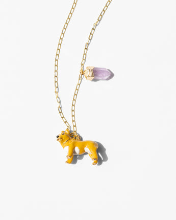 Katerina Psoma gold plated 925 silver chain pendant with an enamel animal pendant and amethyst