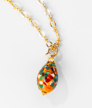 Katerina Psoma Orange Blotted Mini Murano Egg Pendant Necklace
