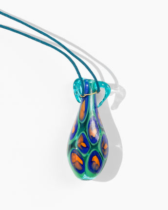 Katerina Psoma Murano Amphora glass cord pendant in blue green colors