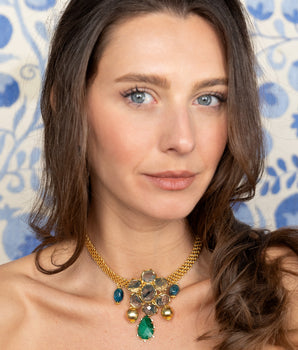 Katerina Psoma Domna Vintage Chain with blue flower