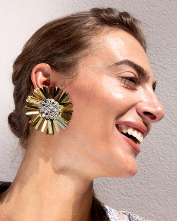 Katerina Psoma Didi Gold Flower Clip Earrings