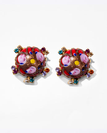 Katerina Psoma red vintage Murano studs