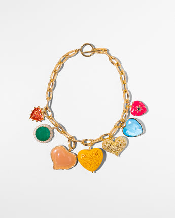 Katerina Psoma Short Chain necklace wit colorful big hearts