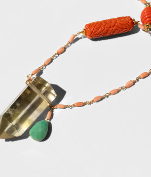 Ellora Long Necklace with Faceted Citrine
