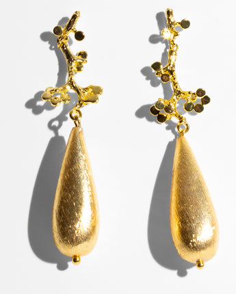 Katerina Psoma Pair of gold earrings with teardrops