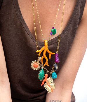 Katerina Psoma Long Necklace with Charms boho style