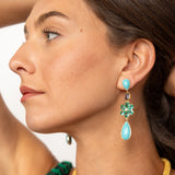 Katerina Psoma Flower Earrings with Turquoise