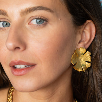 Katerina Psoma Flower Metal Clip Earrings gold plated