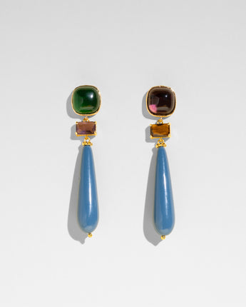 Katerina Psoma crystal dangle earrings with blue drops