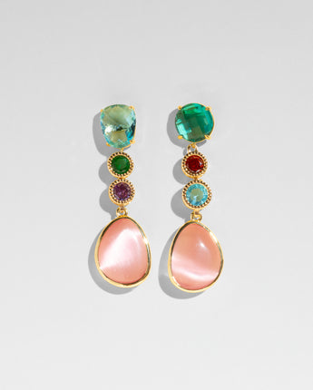 Katerina Psoma crystal dangle earrings with pink drops
