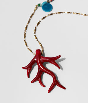 Red Murano Chain Pendant Necklace