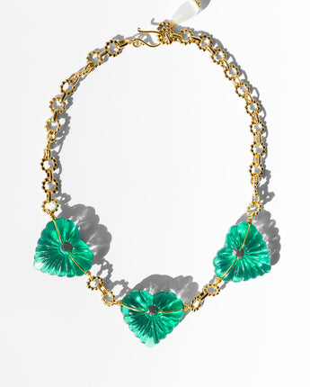 Katerina Psoma Short chain Necklace with green hearts