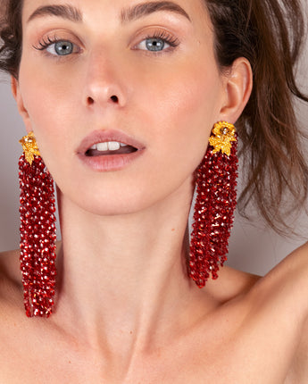 Katerina Psoma Red dangle earrings with tassels