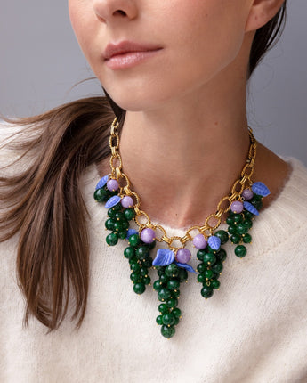 Katerina Psoma green grape short necklace with jade