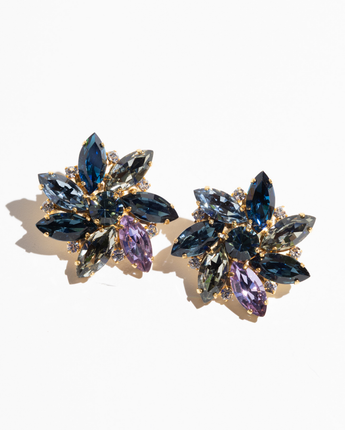 Katerina Psoma Pair of clip earrings with multicolored blue gemstones