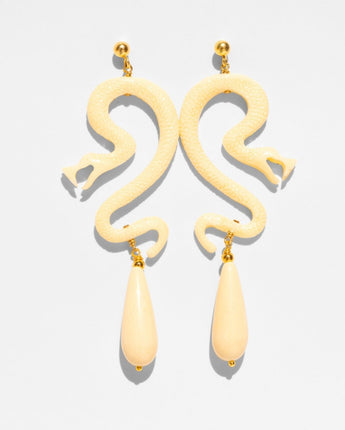 Katerina Psoma Pair of ivory snake-shaped earrings