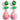 Katerina Psoma Pair of clip earrings with green top stones and pink teardrop-shaped drops