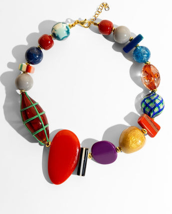 Katerina Psoma Colorful beaded short Murano necklace with various shapes and sizes