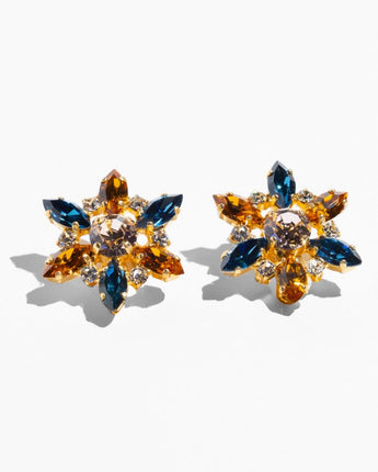 Katerina Psoma Pair of star-shaped earrings with multicolored gemstones
