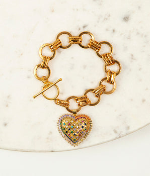 Katerina Psoma Gold Plated Bracelet with Charm gold plated brass chain toggle closure