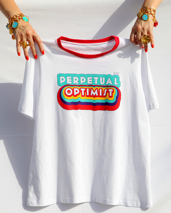 KATERINA PSOMA WHITE COTTON T SHIRT WITH MULTICOLOR STAMP