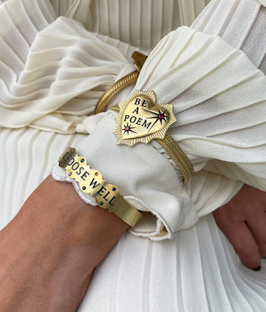 Katerina Psoma Choose Well Affirmation Cuff Bracelet gold plated brass