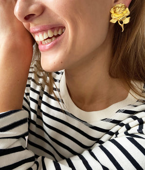 Flower Metal stud vintage Earrings katerina psoma