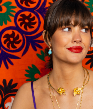 katerina psoma gold plated crystal  hoops with turquoise drops925 silver