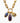 Detail of Katerina Psoma Lucilla necklace — labradorite, amethyst and agate charms with a green crystal accent, on a gold paperclip chain