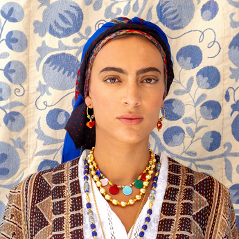 Katerina Psoma Amalia Short Necklace with Murano and gold plated metal beads