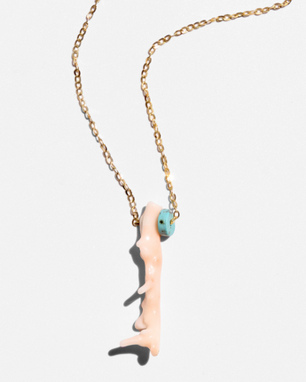 Katerina Psoma pink coral necklace with gold chain