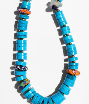 Katerina Psoma Turquoise Howlite Necklace with trade beads