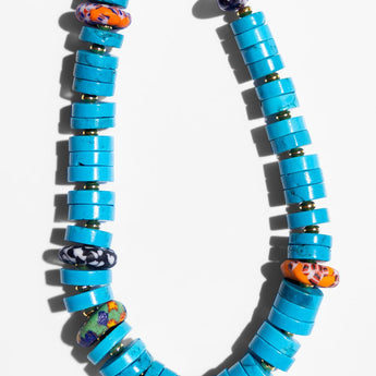 Katerina Psoma Turquoise Howlite Necklace with trade beads