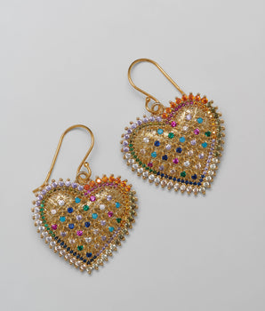 Amore Dangle Earrings with Metal Hearts