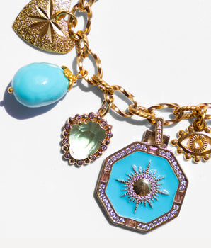 Katerina Psoma Turquoise Bracelet with chain and charms