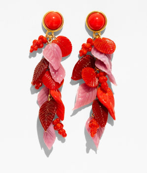 Katerina Psoma Pair of red and pink leaf-shaped earrings 